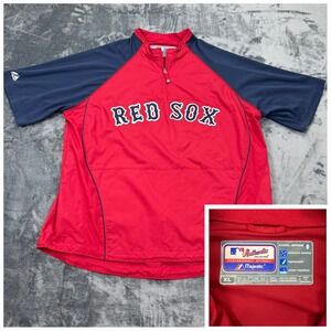 Majestic Boston Red Sox MLB Authentic Cool Base 1/4 Zip Windbreaker Mens XL Red